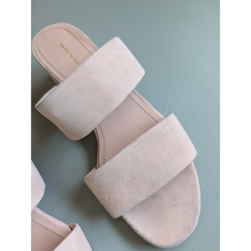 Defect New Mansur Gavriel Suede Double Strap 40mm Sandal Size 37.5 Light Pink - Picture 2 of 11
